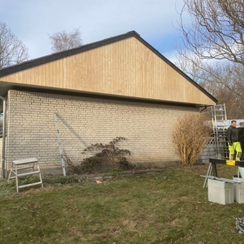 Ny gavl bygget af tømrer i Roskilde